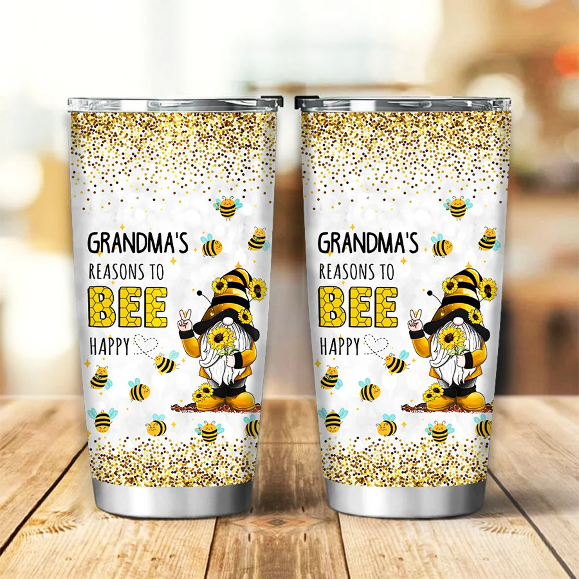 Personalized Grandma Tumbler Gnomes 20oz Tumbler Grandma Reason To Bee Personalized Tumbler For Mimi Custom Grandkid Names